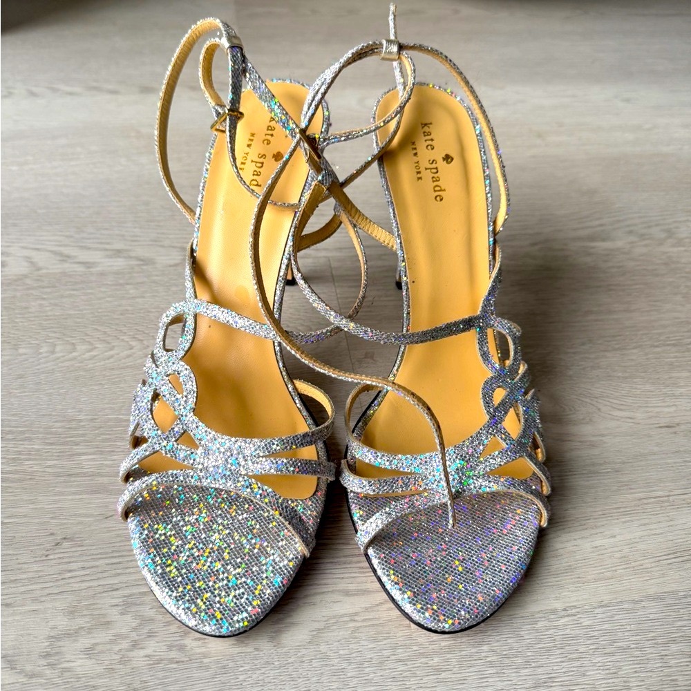 Kate Spade Silver Glitter Heels